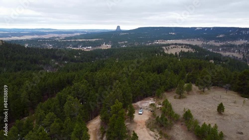 Passing Over Forest Roads Approaching Devils Tower in Wyoming photo