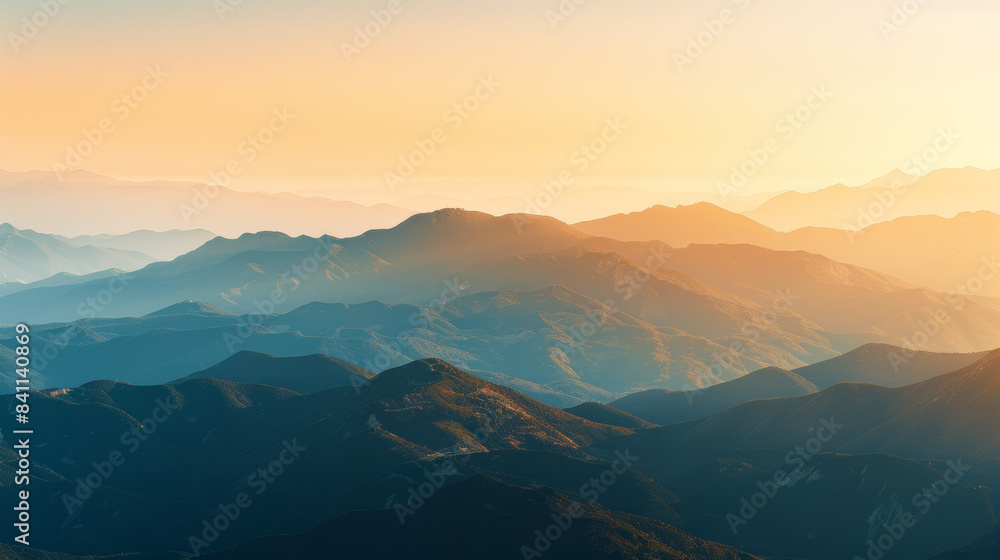 Layered Mountain Ranges At Sunset
