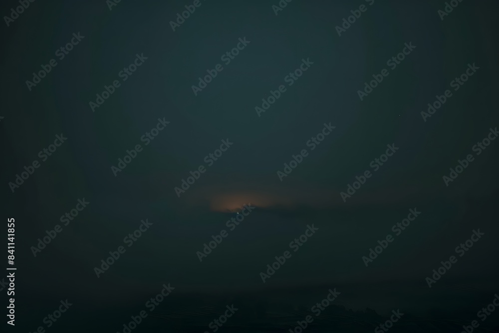 Single Light in Foggy Dark Sky - Aerial View Single Light in Foggy Dark Sky - Aerial View