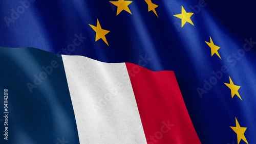 France and European Union. Friends and enemies in times of global conflicts - high quality CG animated background of national flags representing political and military relationships and alliances