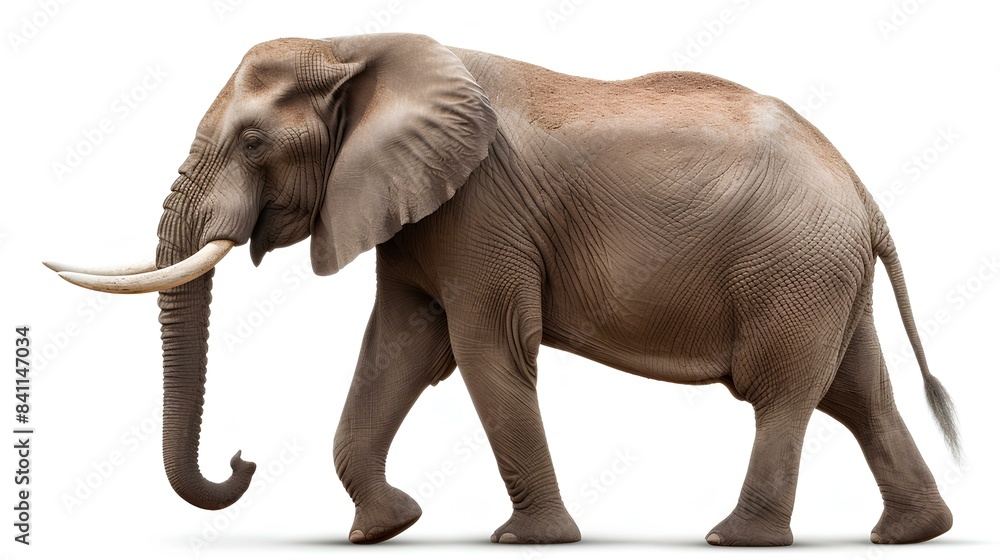 Obraz premium Large elephant, isolated on a white background.