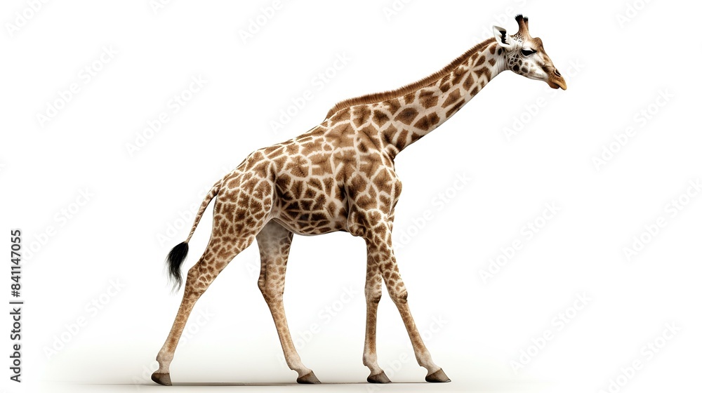 Fototapeta premium Tall giraffe isolated on a white background.