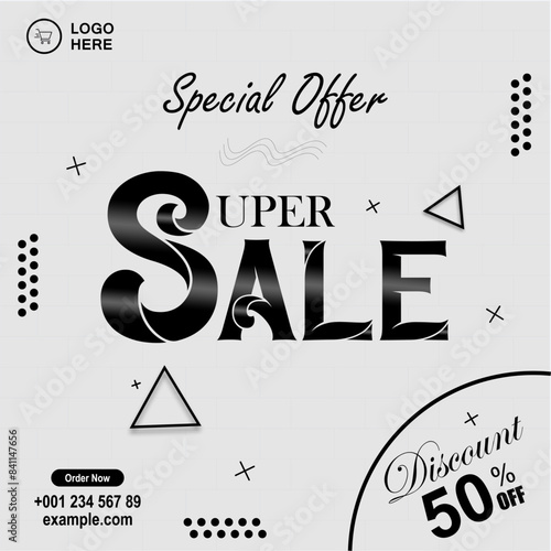Super Sale banner template design. special offer campaign or promotion for social media and website