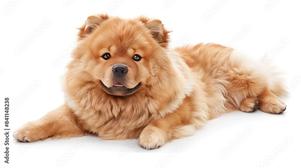 Fototapeta premium Chow Pom clearly photo on white background , 