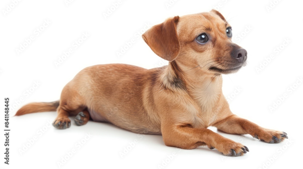 Chiweenie clearly photo on white background , 