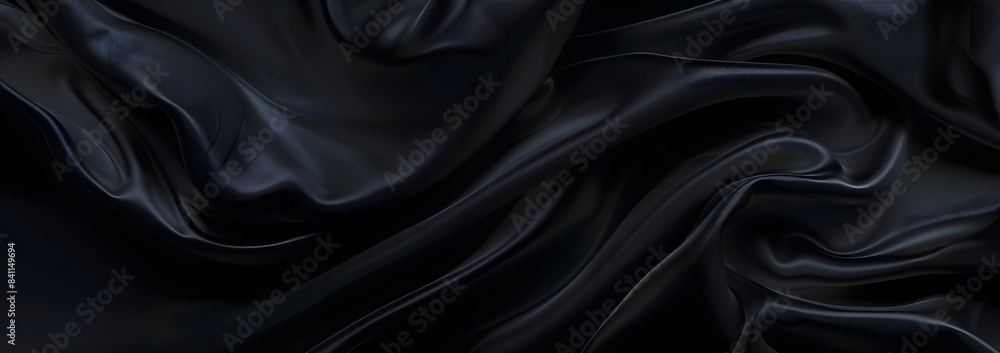 Dark Mysterious Black Satin Fabric Texture Dark Mysterious Black Satin Fabric Texture