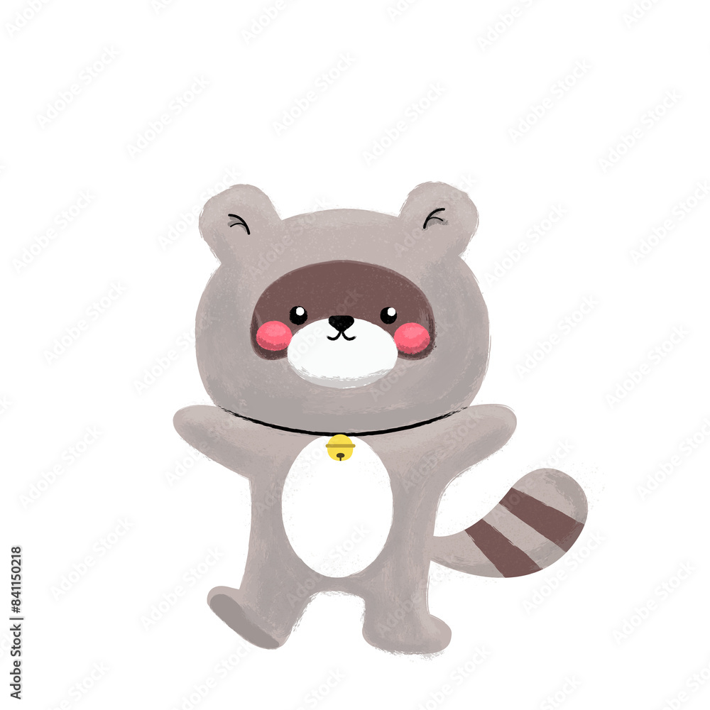 Happy Raccoon with a textured furred fur Happy Raccoon with a textured furred fur