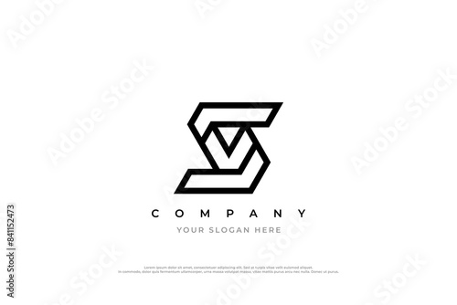 VS or SV Letter Logo Design