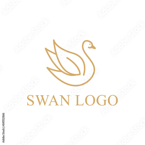 swan logo design golden luxury line style