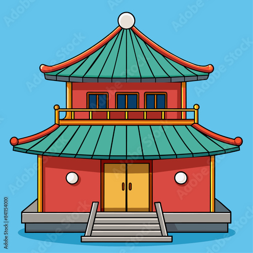 Chinese House cartoon vector clipart Illustration