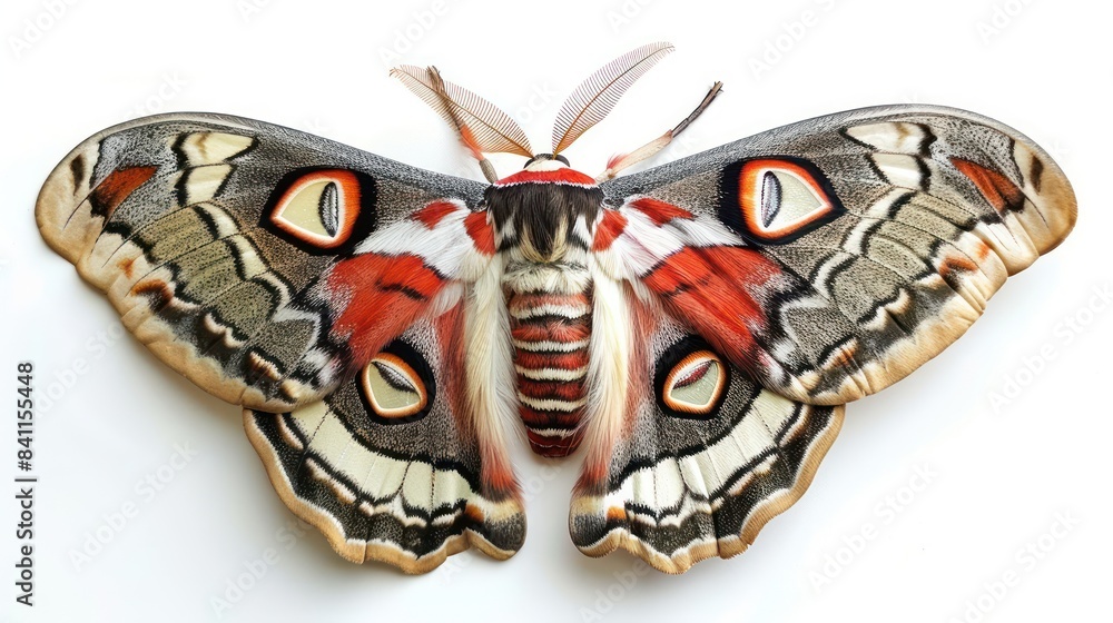 Fototapeta premium Cecropia Moth clearly photo on white background , 
