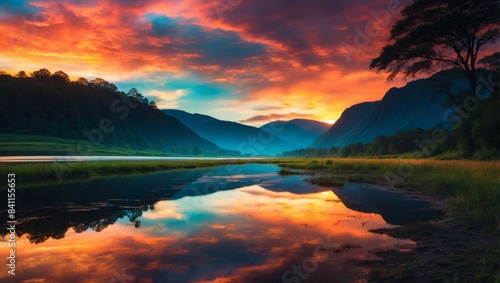 Wallpaper Mural Vibrant Oxbow Double Exposure A Nature Silhouette Homage to Thomas Coles Masterpiece. Torontodigital.ca