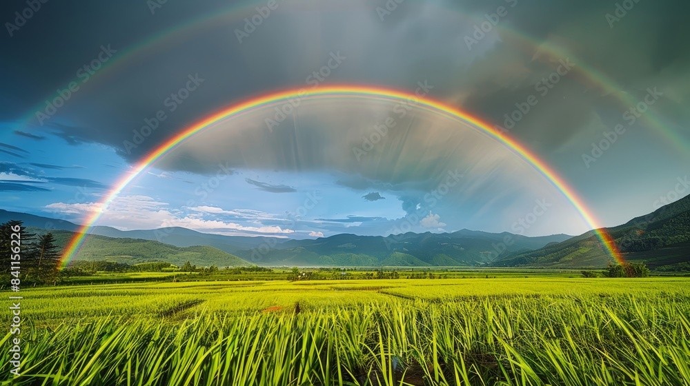 Stunning double rainbow over a picturesque field Stunning double rainbow over a picturesque field