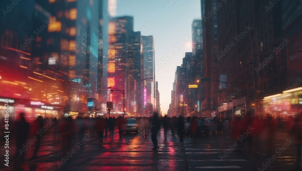 Fototapeta premium Urban Infrastructure Merges with Data Streams in a Vibrant Double Exposure.