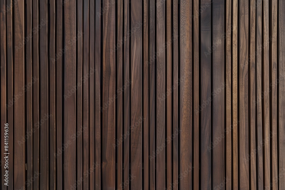 Fototapeta premium Dark Brown Wooden Slat Wall Background