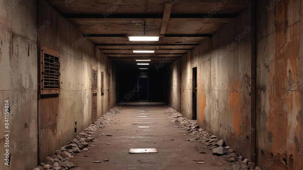 Ghostly Shelter: Abandoned War Bunker with Rusted Air Vents and Dark Corridors, Generative AI Ghostly Shelter: Abandoned War Bunker with Rusted Air Vents and Dark Corridors, Generative AI