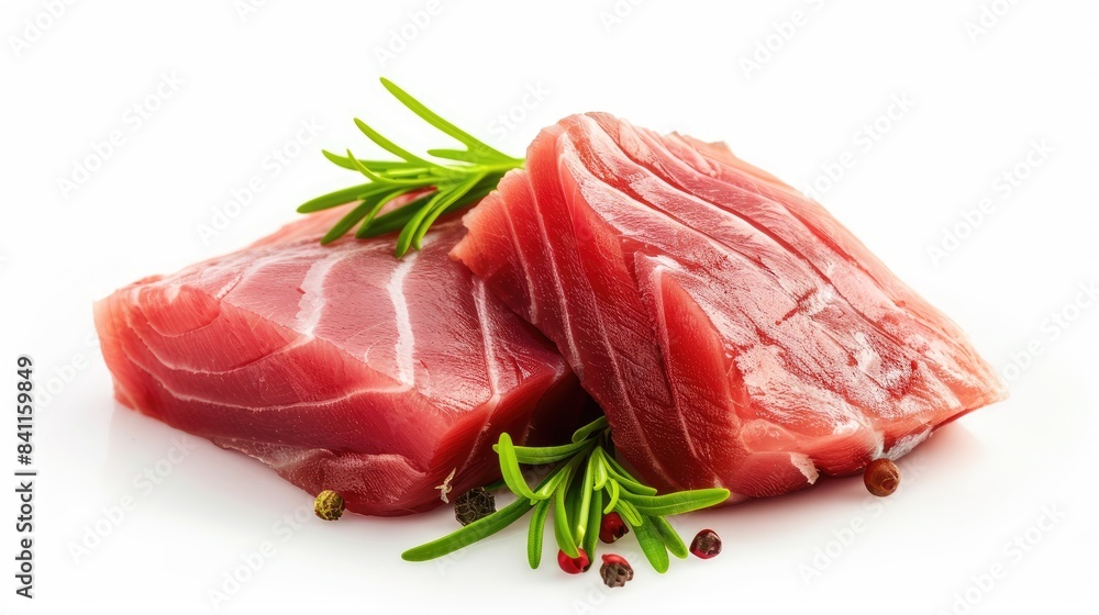 Isolated raw tuna fish Isolated raw tuna fish