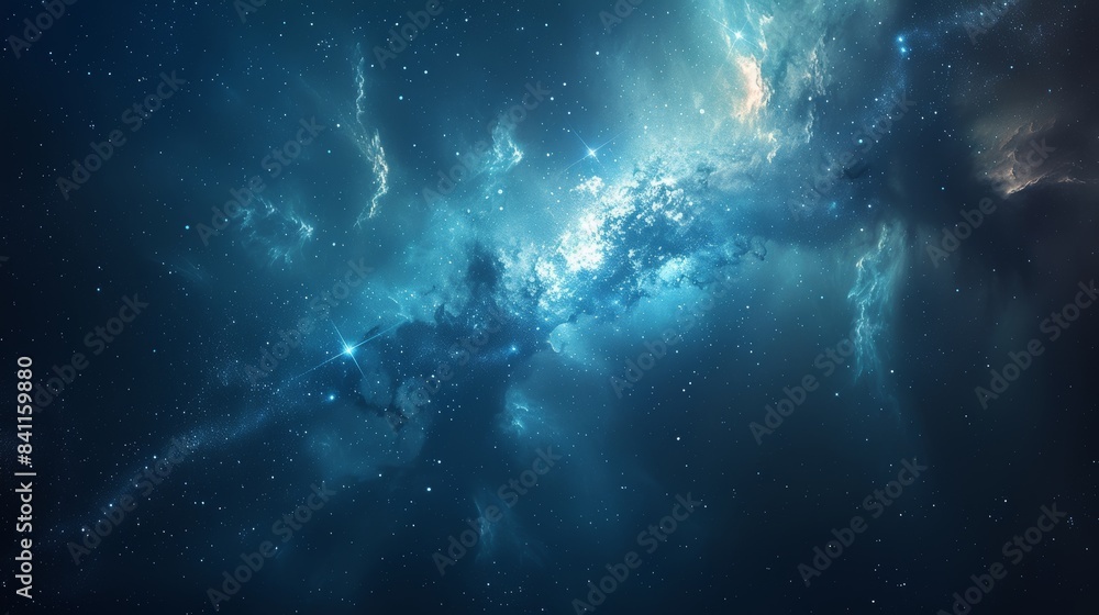 Abstract space background with a luminous supernova, soft clouds blending with starlit skies, and a hint of cosmic mystery Abstract space background with a luminous supernova, soft clouds blending with starlit skies, and a hint of cosmic mystery