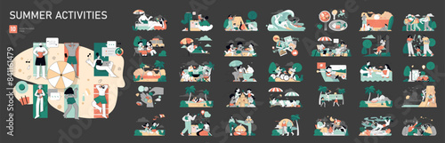 Summer Activities. Flat Vector Illustration