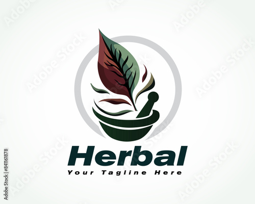 leaf out from medicine furnace for herbal medical logo design template illustration inspiration