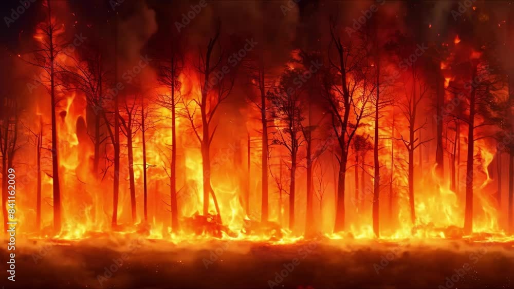 Forest fire illustration for environmental disaster themes in storytelling or presentations. Concept Nature's wrath, Environmental crisis, Wildfire awareness, Storytelling visuals Forest fire illustration for environmental disaster themes in storytelling or presentations. Concept Nature's wrath, Environmental crisis, Wildfire awareness, Storytelling visuals