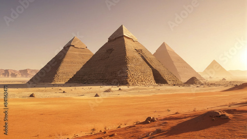 Building History  The Creation of Pyramids in the Scorching Desert Landscape  Generative AI