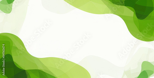 Flowing green shapes with leaves on a light background