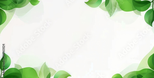 Flowing green shapes with leaves on a light background