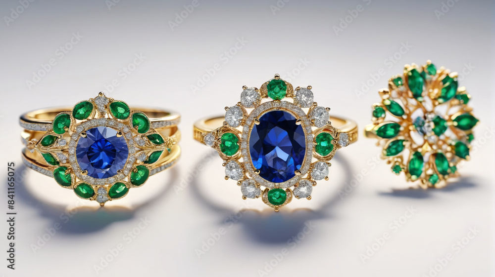 Bridal Radiance: Sophisticated Wedding Jewelry Featuring Sapphires and Emeralds, Generative AI Bridal Radiance: Sophisticated Wedding Jewelry Featuring Sapphires and Emeralds, Generative AI