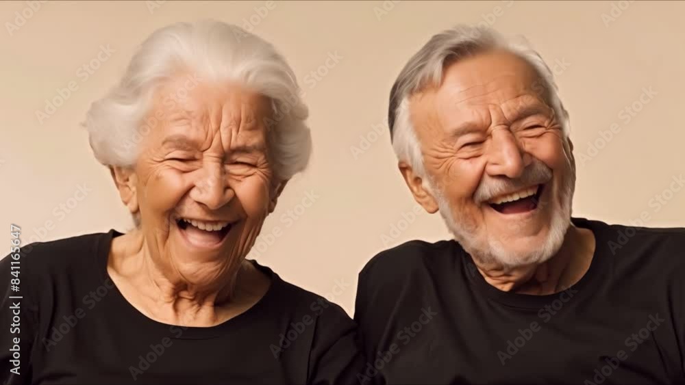 Elderly couple joyfully wears matching black tshirts creating a delightful scene. Concept Family Portraits, Matching Outfits, Black Tshirts Design, Elderly Couples, Joyful Scene Elderly couple joyfully wears matching black tshirts creating a delightful scene. Concept Family Portraits, Matching Outfits, Black Tshirts Design, Elderly Couples, Joyful Scene