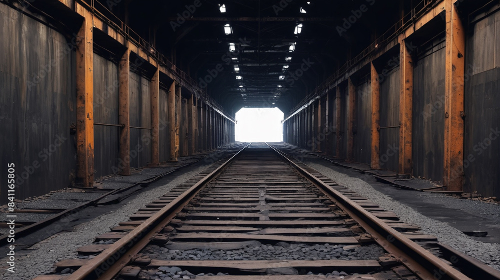 Eerie Silence: Vacant Coal Mines with Rusting Tracks and Empty Corridors, Generative AI