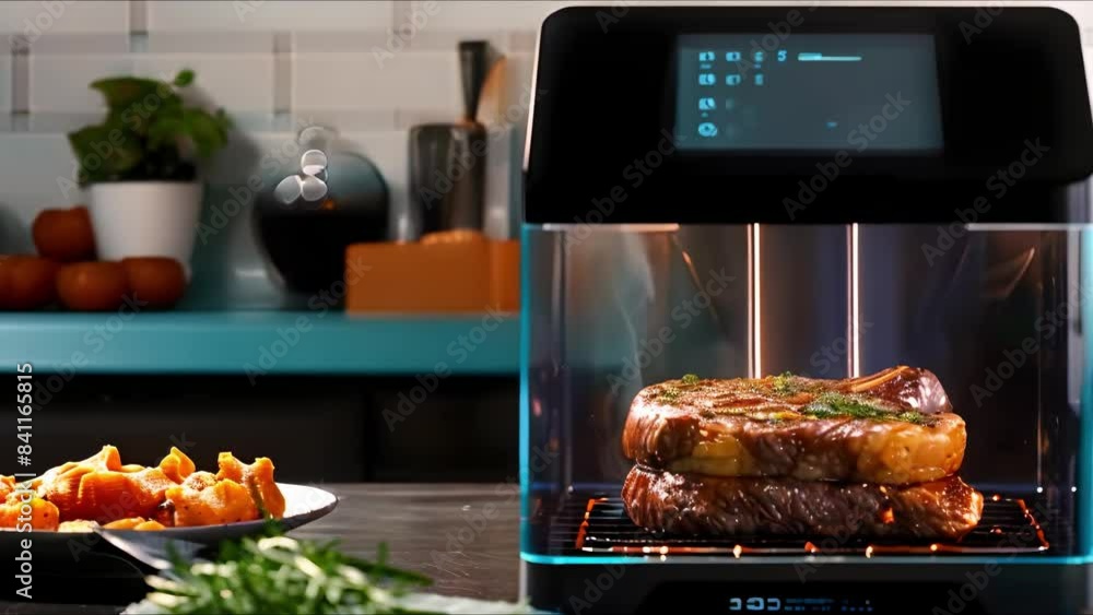 Revolutionizing the Food Industry and Technology with D-Printed Edible Meat Steaks. Concept Food Technology, 3D Printing, Edible Meats, Meat Industry, Innovation Revolutionizing the Food Industry and Technology with D-Printed Edible Meat Steaks. Concept Food Technology, 3D Printing, Edible Meats, Meat Industry, Innovation