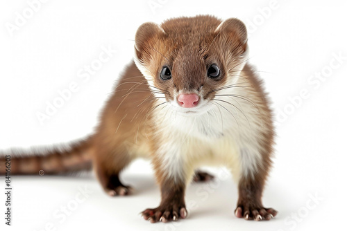 Photo of A weasel standing on white background, looking at camera  photo