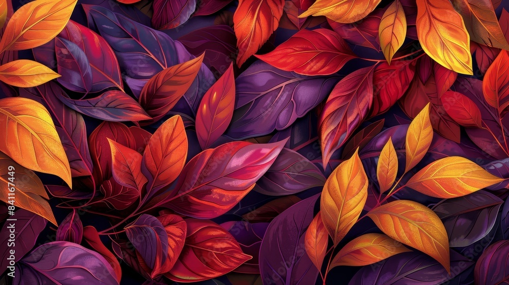 A stunning seamless wallpaper pattern of exotic tropical foliage, with detailed leaves and vibrant colors, capturing the essence of nature for fashion use