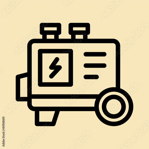8 electric generator line icon illustration vector graphic