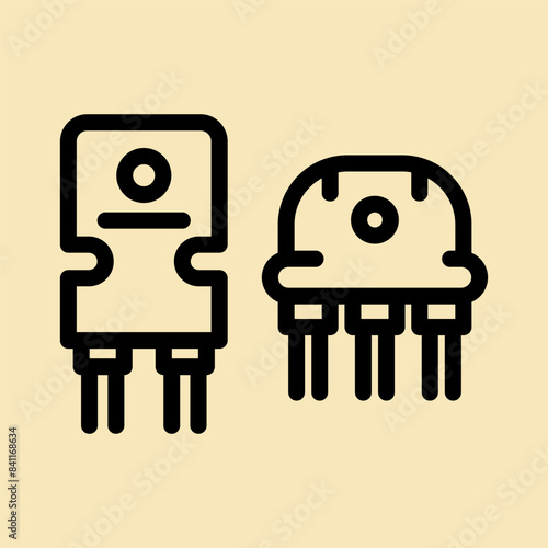 11 transistor line icon illustration vector graphic