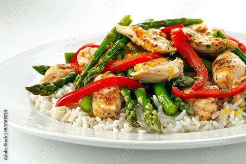 Lemon Chicken and Asparagus Medley with Fluffy White Rice