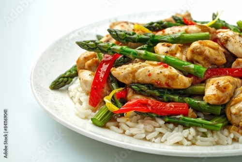 Lemon Chicken and Asparagus Stir-Fry with Fluffy Rice