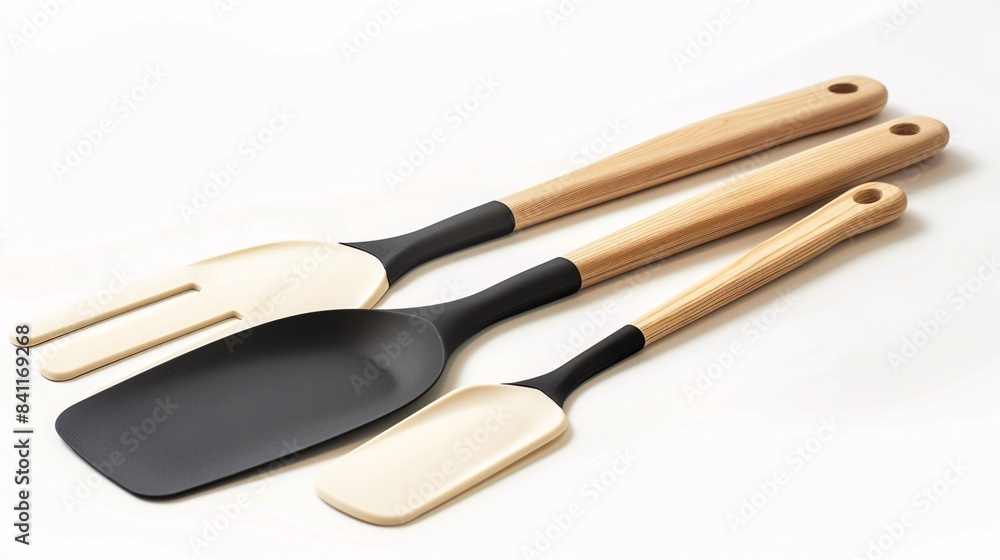 Cooking utensil set on a blank backdrop. Cooking utensil set on a blank backdrop.