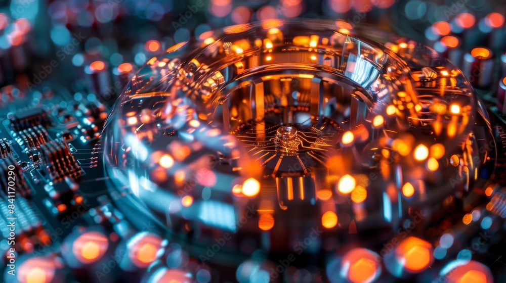A glowing, metallic object with a hole in the center A glowing, metallic object with a hole in the center