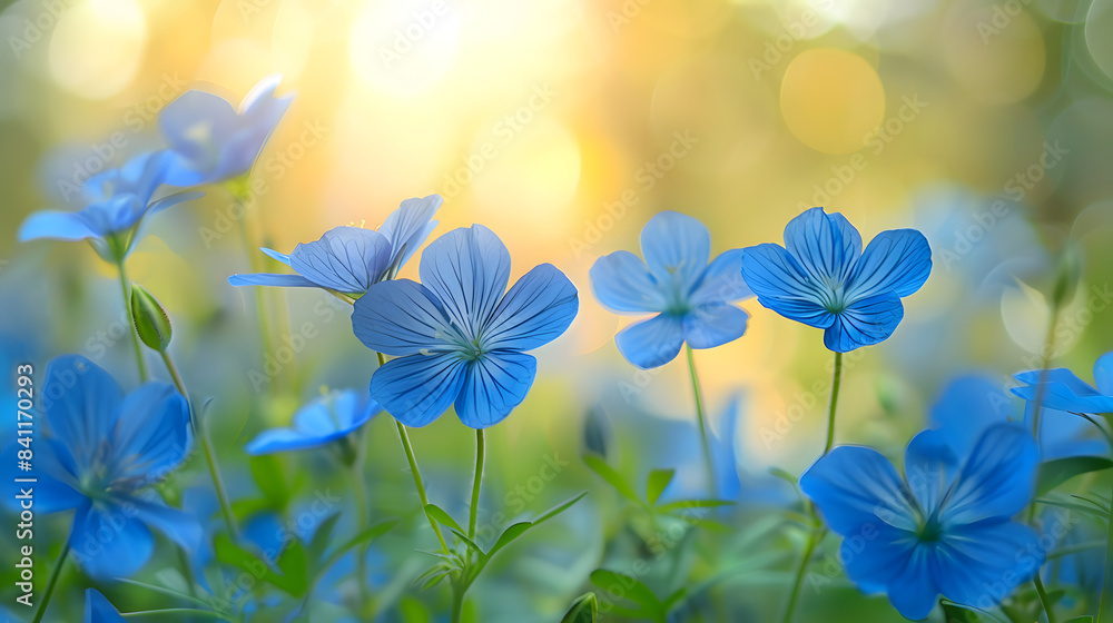 Beautiful blue wildflowers in nature outdoors with soft focus and bokeh. Floral summer spring background Beautiful blue wildflowers in nature outdoors with soft focus and bokeh. Floral summer spring background