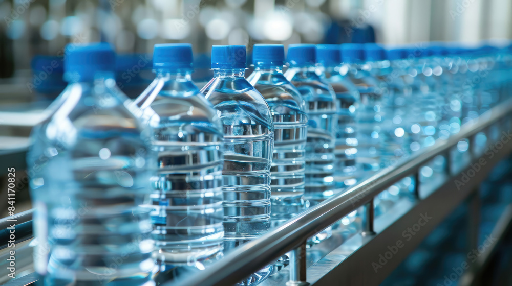 High-Tech Manufacturing Plant Bottling Purified Water in Hygienic Plastic Containers High-Tech Manufacturing Plant Bottling Purified Water in Hygienic Plastic Containers