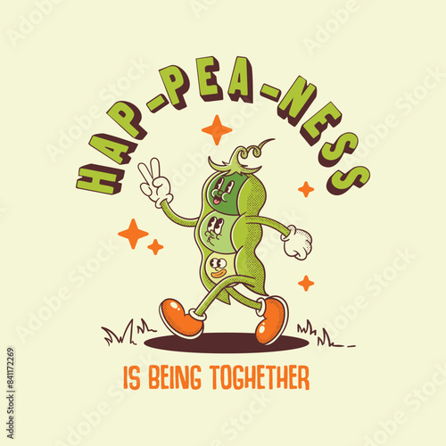 pea retro cartoon character illustration