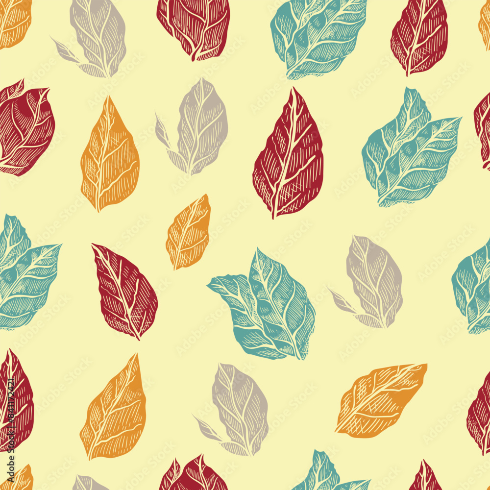 retro leaves floral seamless pattern retro leaves floral seamless pattern
