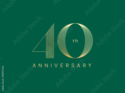 40th Anniversary luxury gold celebration with Slim lines logo typography vector design concept. Forty years anniversary gold logo template for celebration event, invitation, business, card, greeting.