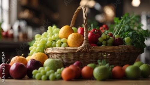 Wallpaper Mural Modern A Grocery Basket Brimming with Fresh Fruits and Vegetables Under Soft Natural Light. Torontodigital.ca