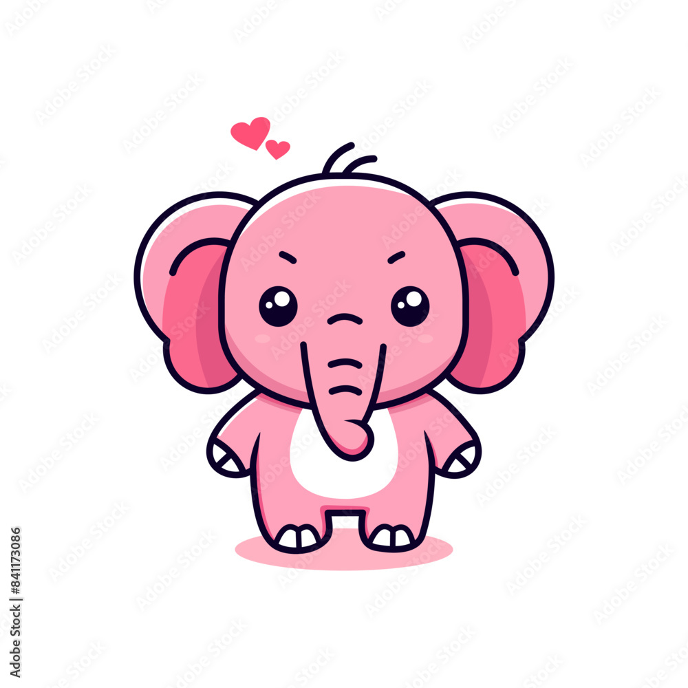 Pink elephant mascot in cute cartoon style Pink elephant mascot in cute cartoon style
