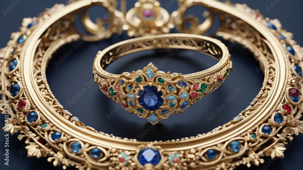 Noble Ornaments: Grandiose Necklaces and Elegant Rings in Royal Chambers, Generative AI Noble Ornaments: Grandiose Necklaces and Elegant Rings in Royal Chambers, Generative AI