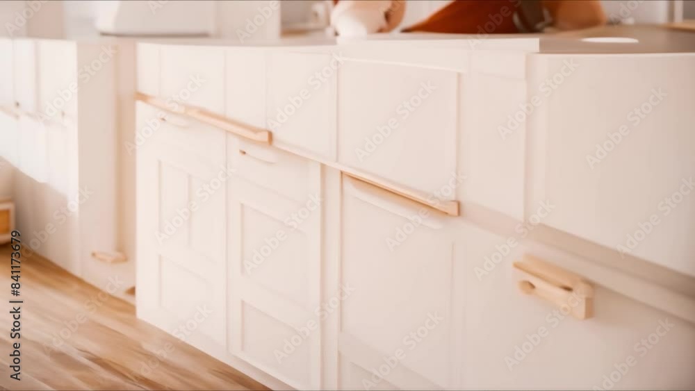 Scandinavian modern white kitchen with plants wooden table ceramic brick wall. Concept Interior Design, Scandinavian Style, White Kitchen, Plants, Wooden Table Scandinavian modern white kitchen with plants wooden table ceramic brick wall. Concept Interior Design, Scandinavian Style, White Kitchen, Plants, Wooden Table
