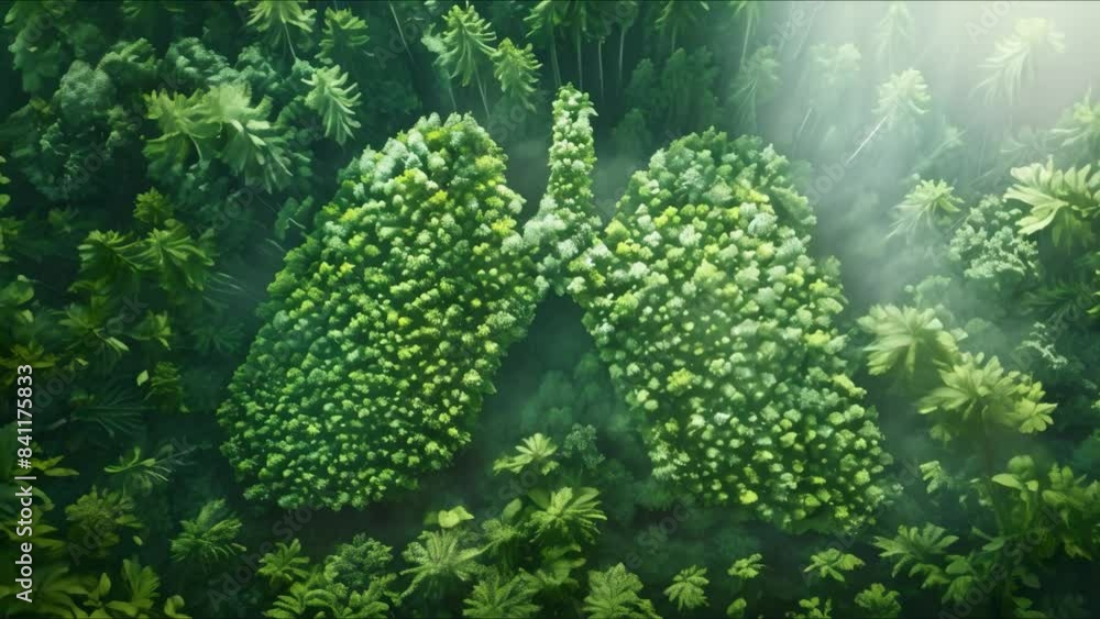 Lung-shaped forest visually symbolizes the impact of deforestation and ...